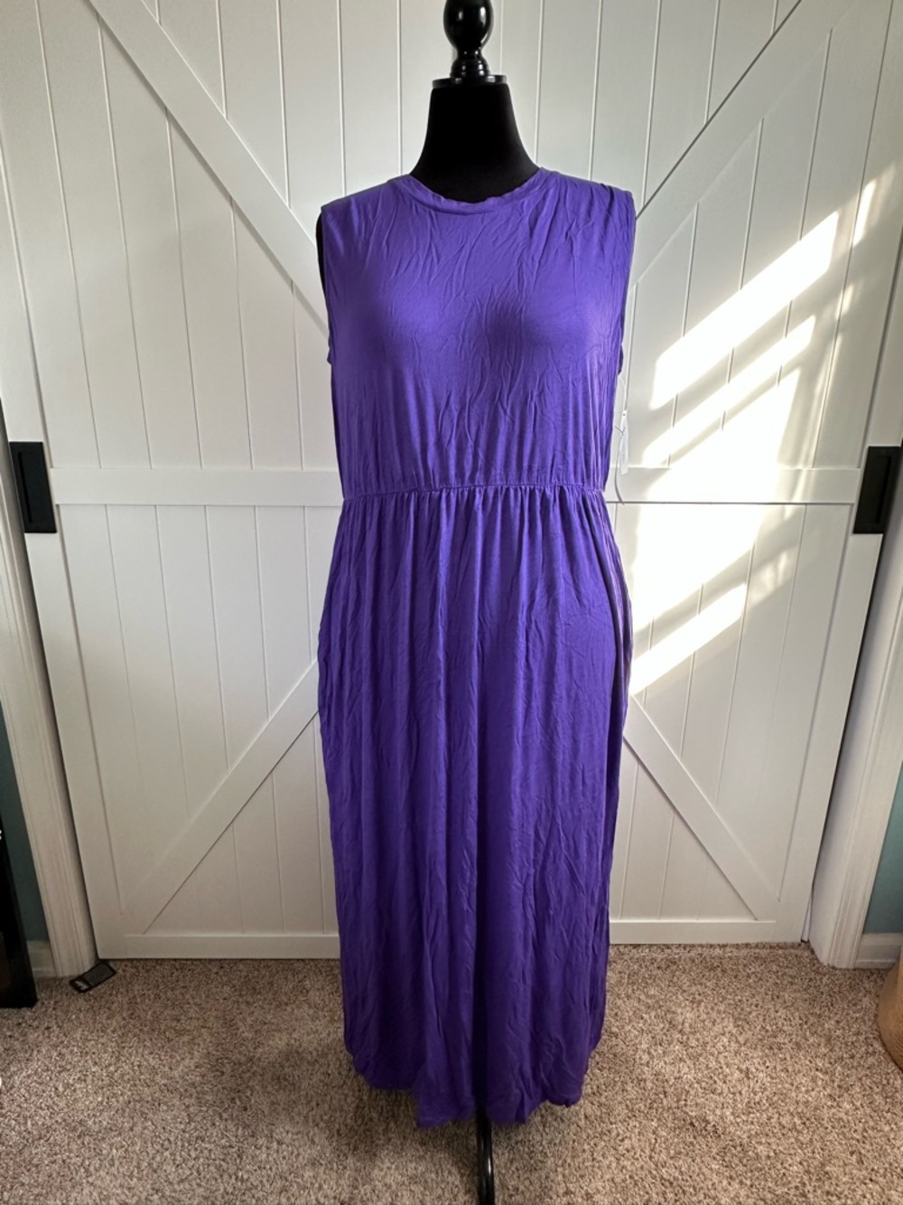 NY&C Soho Street XXL Purple Sleeveless Maxi Dress NWT Stretch Pockets